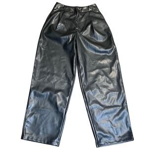 Dazy Black Faux Leather Pleated Straight Leg Pants, Women's Size Small, NWT